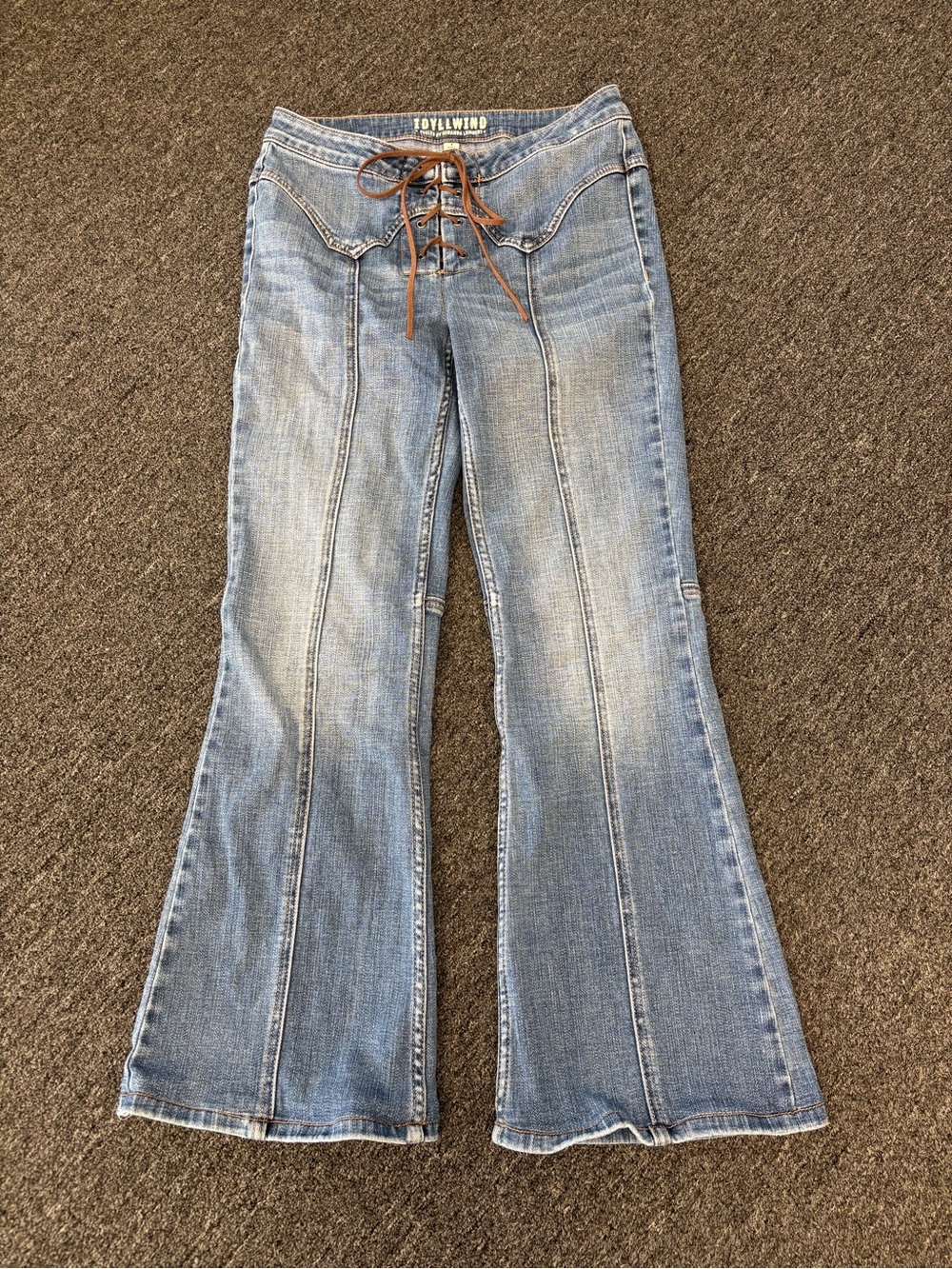 Idyllwind Fueled by Miranda Lambert Vintage Style Light Blue Lace-Up Flare Jeans